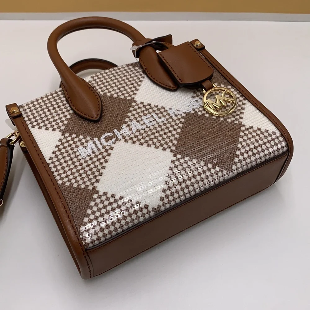 Michael Kors Mirella Extra-Small Logo Crossbody XBODY Shopper Bag Luggage NWT
